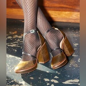 Free People Gold Platform Shoes